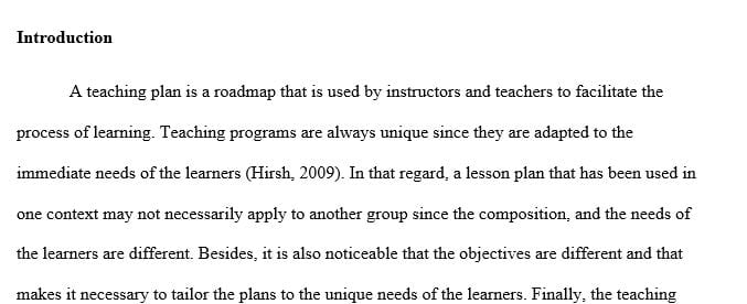 Write several broad instructional goals for the educational experience.