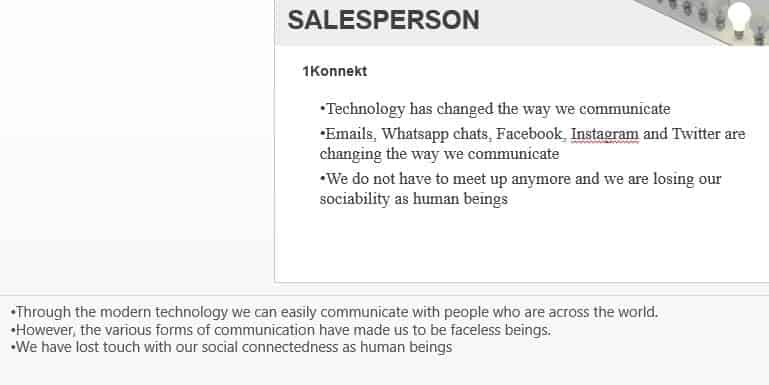 You are a salesperson for a company you would like to start someday.