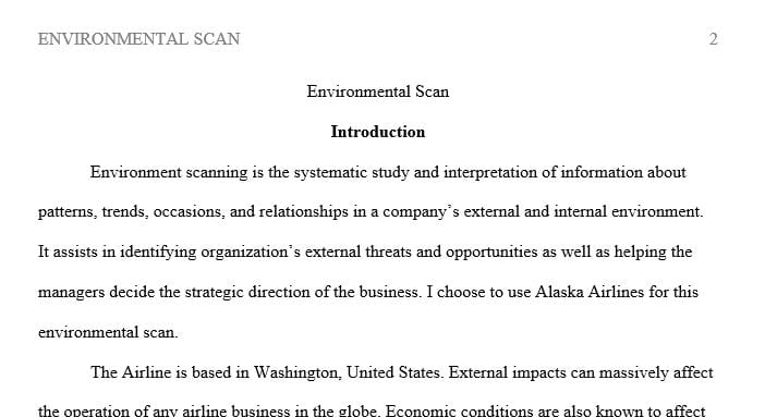 You will perform an environmental scan for your target company.