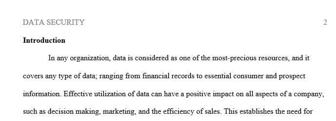 You will submit a Reflective Report on Data Security based on contemporary security issues