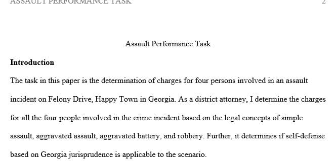 Your task as the District Attorney is to determine what charges if any for all four individuals involved in this incident.