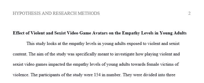 Create a post identifying the hypothesis and the research design used in this study.