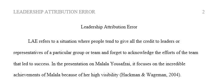 Discussion regarding the Presentation about leadership style of Malala yousafzai