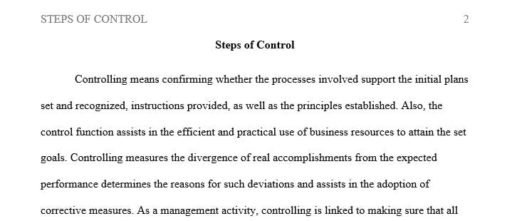 Explain why the four steps involved in the control function are important.