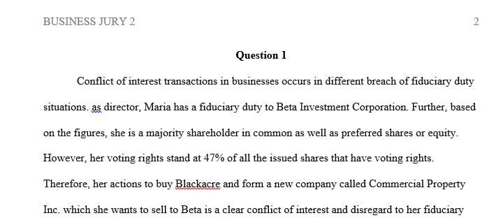 Lakesha files a suit against Maria on Beta’s behalf seeking to cancel the sale.
