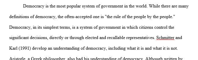 Read "What democracy is and is not..." and compare it to Aristotle's definition of democracy.