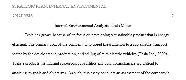 Write a 1,050-word minimum internal environmental analysis