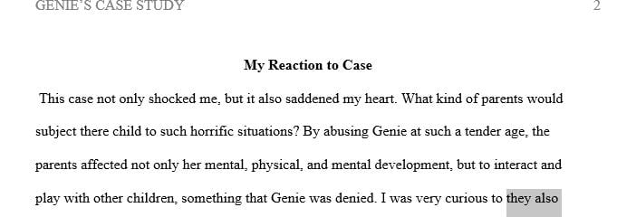 Write a 400 word essay about Genie's language development