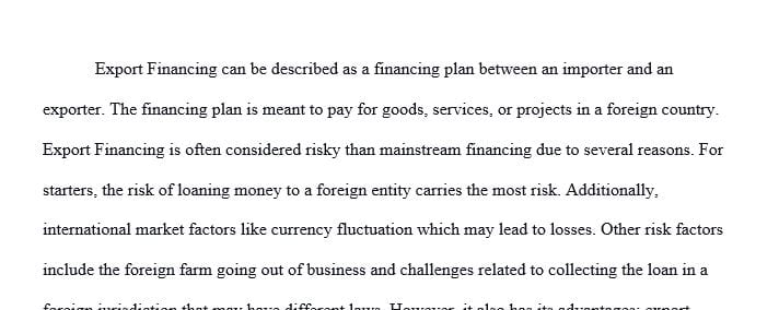 Write a report on how to obtain export financing.