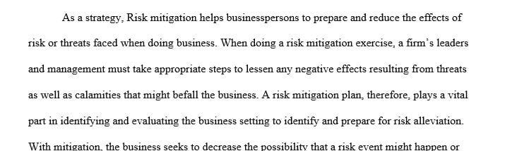 Create a risk mitigation plan in Microsoft Word to ensure that KBL has documentation to complete the acquisition.