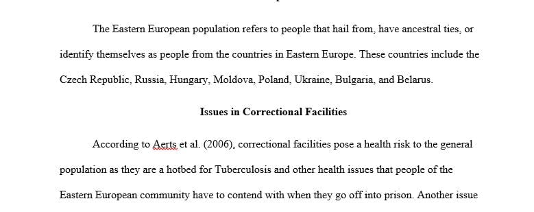 Eastern European (White) population:The name and description of your special population