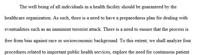 Examine the existing procedures related to at least four (4) of the ten (10) essential public health services