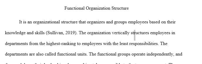 Pick one of the following terms for your research: collaboration, divisional structure, functional structure, horizontal structure