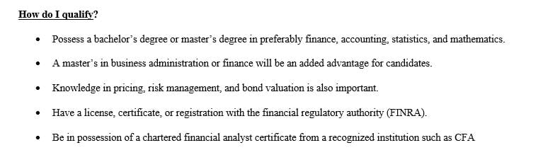 Prepare a flyer using MS Word in support of a business headquartered in the U.S.A in the field of financial analyst