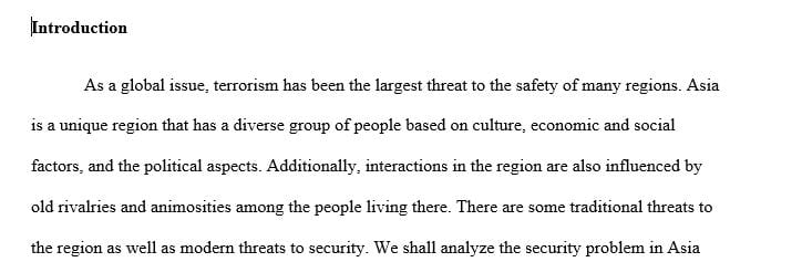 Topic on Terrorism and Security Problem in Asian.  