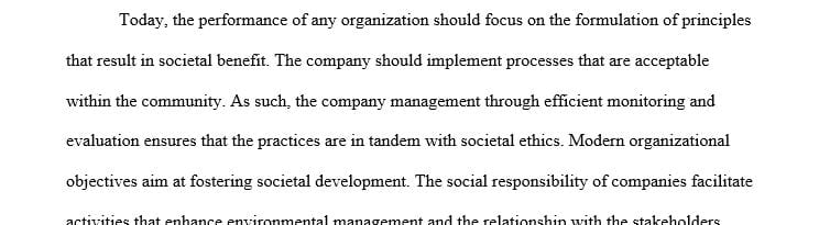 What is organizations’ (public and private sectors) responsibility to society