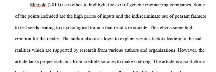 What struck you in regards to ethos, pathos and logos in each article