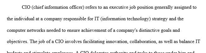 Residency Assignment 1 - Topic: A reflection on the Leadership role of a CIO