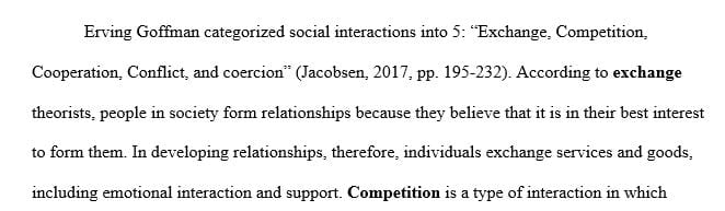 Social interactions include a large number of behaviors and usually are divided into five categories.