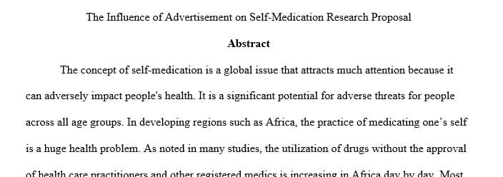 A research proposal for project work  influence of advertisement on self medication