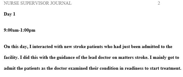 Acute rehabilitation nurse supervisor volunteer work journal.