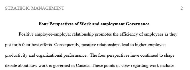 As regards the employee-employer relationship, which of the four perspectives on work and government policy do you most agree with
