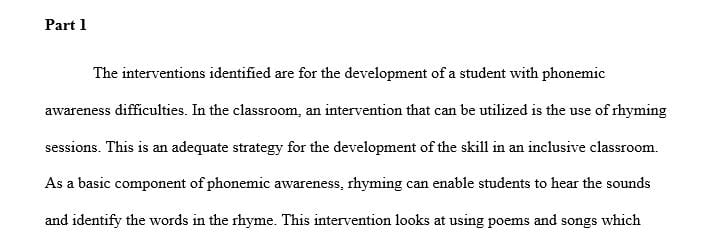 Collaborate with the mentor teacher to develop 2-3 interventions based on your informal assessment data