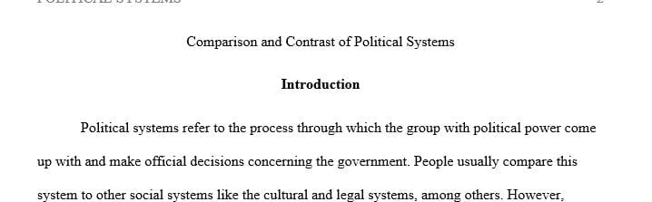 Compare and contrast the following political systems in global perspective: monarchy, authoritarianism, totalitarianism, and democracy