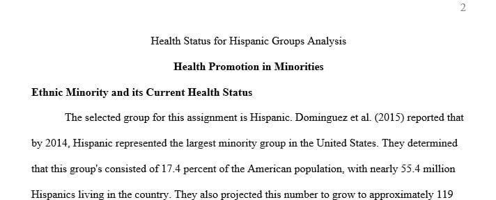 Compare and contrast the health status for Hispanics/ Latinos to the national average
