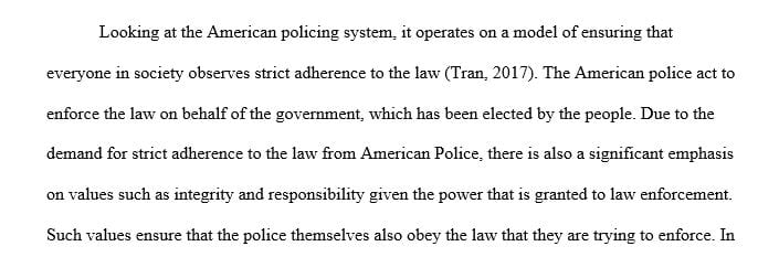 Compare and contrast the three nations’ law enforcement.