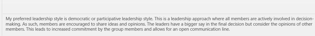 Compare the personal leadership styles of your group members