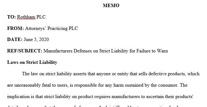 Complete research on strict and product liability related to similar cases.