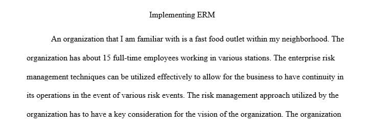 Describe how the same ERM techniques from this week's use case could be used to mitigate risks