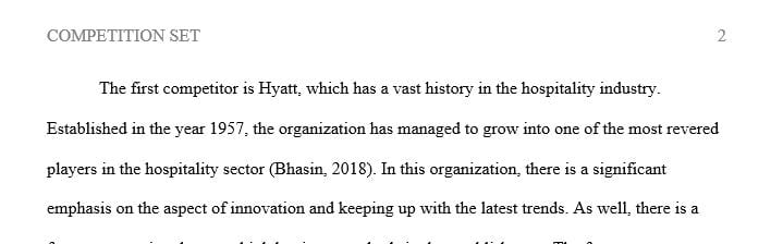 Description of the top three competitors(Hyatt, Marriott, and IHG) for Hilton