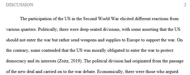 Discuss the varied perspectives regarding the United States' participation in World War II (WWII).