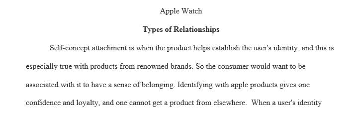Discussion of each of the four types of relationships a consumer might have or develop with the Apple watch