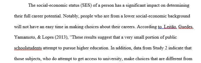 Does socioeconomic status determine future career potential