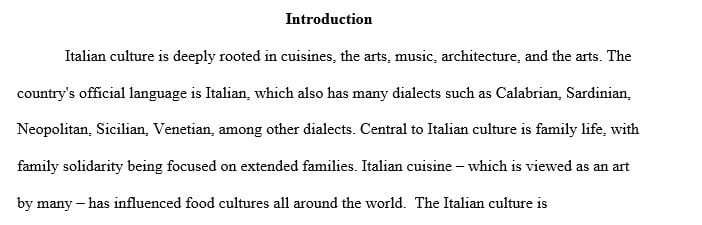Essay about the Italian Culture