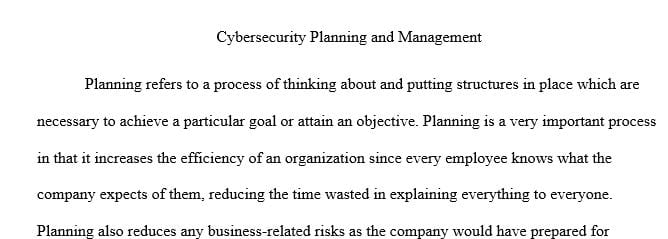 Explain in your own words why you believe planning is important.