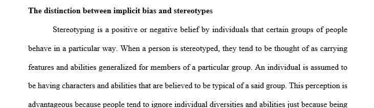 Explain the difference between implicit biases and stereotypes.