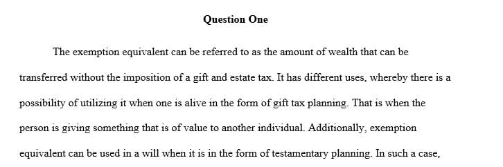 Explain the relationship between the exemption equivalent and credit.