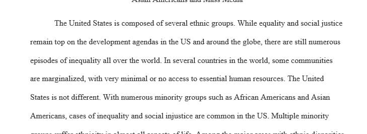 Focus on a theme of Asian Americans and Mass Media Final Report 