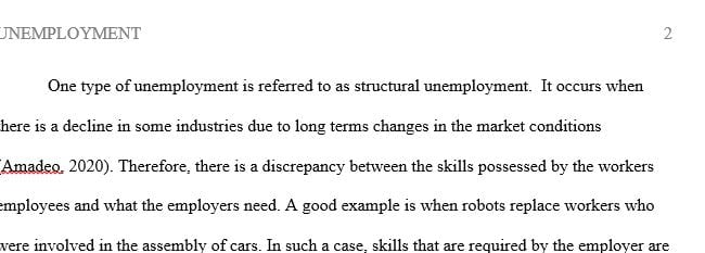 Focus on one type of unemployment and reflect fully on the causes of that type of unemployment.