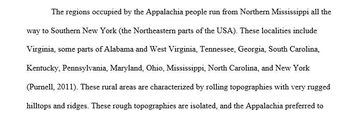 Give an overview of the Inhabited localities and topography of the Appalachian and Arab heritage.