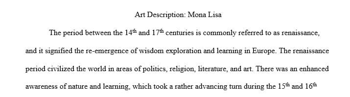 Identify a renaissance work of art using the time line as indicated in the book.