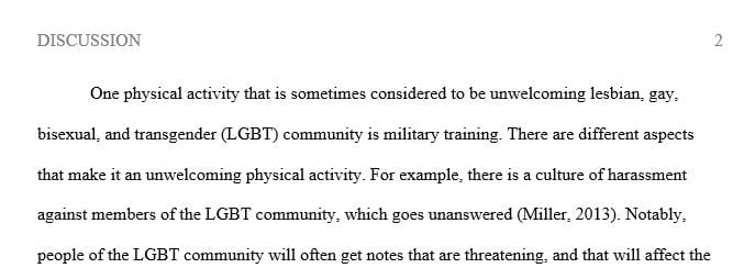 Identify another example where overlapping social categorizations can make physical activity seem like an unwelcoming environment for some people.