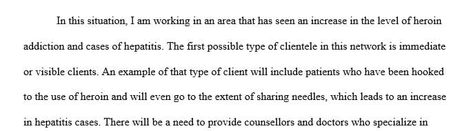 Identify the three possible categories of clients within this new clientele network.