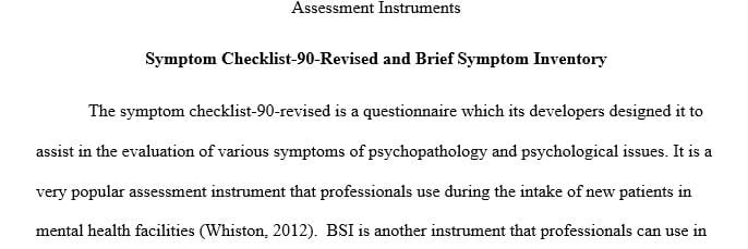 Identifying a standardized assessment instrument to measure at least one of the disorders