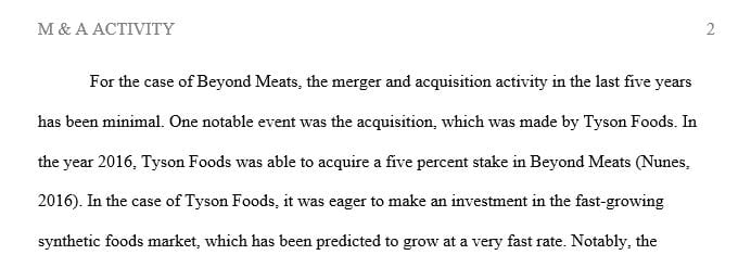 Mergers and Acquisitions M&A activity over the past 5 years.