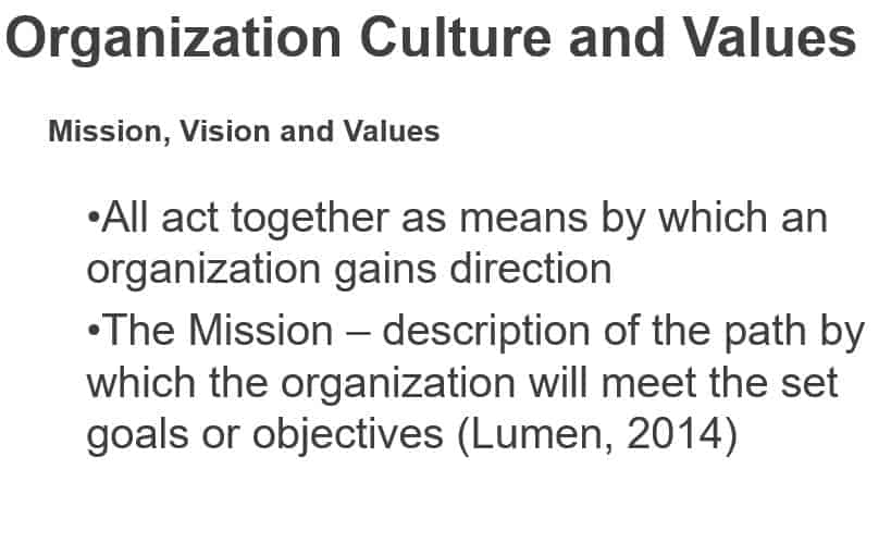 Prepare a 10-15 slide PowerPoint presentation that examines the significance of an organization's culture and values.Prepare a 10-15 slide PowerPoint presentation that examines the significance of an organization's culture and values.